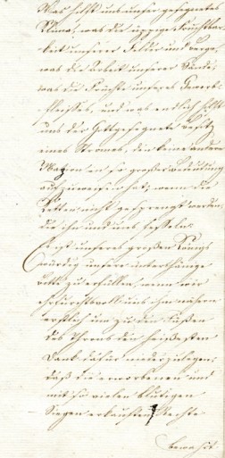 Dokument: Handgeschriebene Zeilen der Denkschrift auf einem Blatt Papier